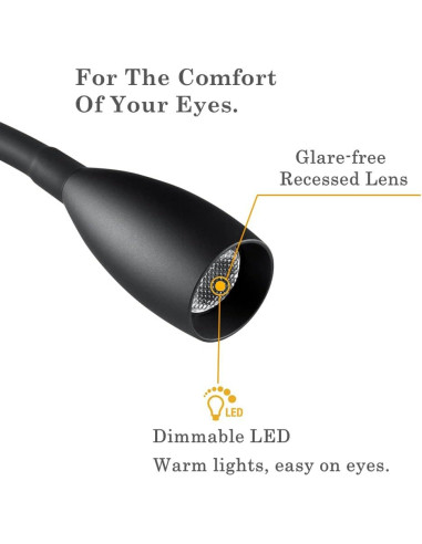 Lámpara de Lectura LED Obeaming 12V Regulable con USB