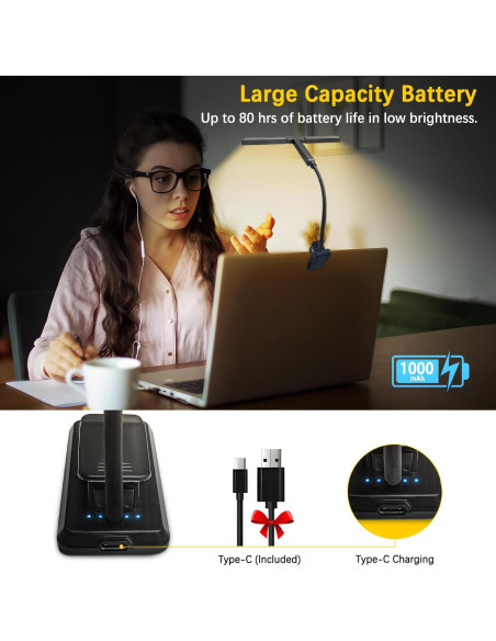 Luz de Libro Recargable HOVOYNN T-Head 51 LED 1000mAh Luz de Libro Recargable HOVOYNN T-Head 51 LED 1000mAh