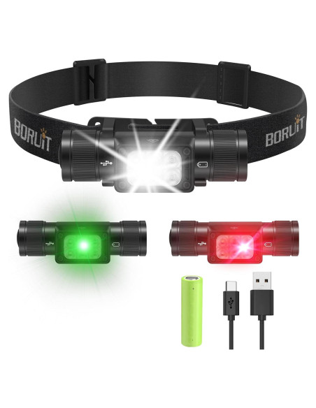 BORUIT Linterna Frontal HP360 Recargable 2000lm 7 Modos BORUIT Linterna Frontal HP360 Recargable 2000lm 7 Modos