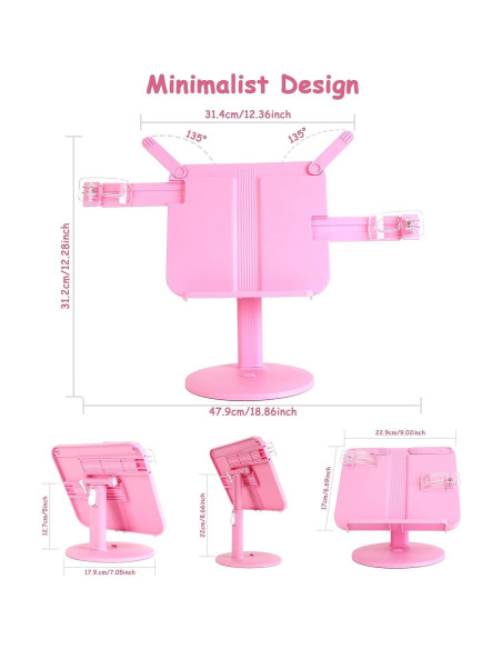 Soporte de Libro Ajustable AssHMKIT Rosa 22x21x7.2 cm Soporte de Libro Ajustable AssHMKIT Rosa 22x21x7.2 cm
