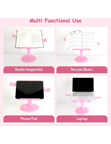 Soporte de Libro Ajustable AssHMKIT Rosa 22x21x7.2 cm