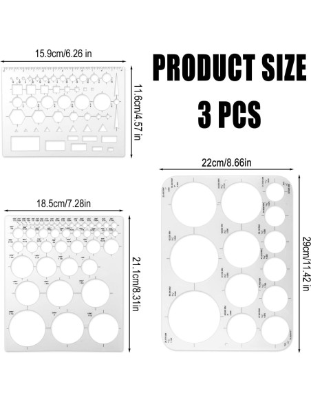 Plantillas Circulares de 3 Piezas NQEUEPN para Dibujo Plantillas Circulares de 3 Piezas NQEUEPN para Dibujo
