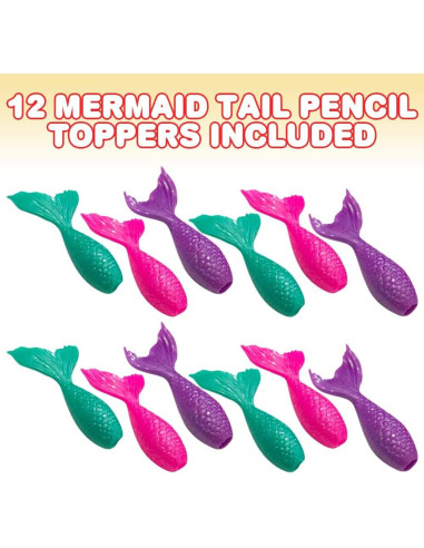 Toppers de Lápiz Cola de Sirena ArtCreativity, Set de 12
