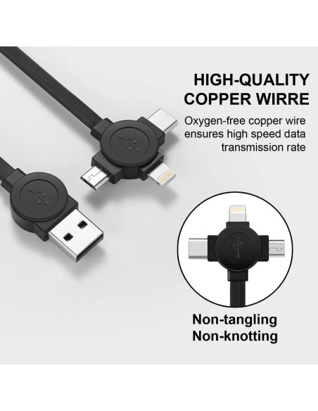 Cable de carga retráctil 3 en 1 ASICEN 1M Lightning/Micro/Type C Cable de carga retráctil 3 en 1 ASICEN 1M Lightning/Micro/Type C