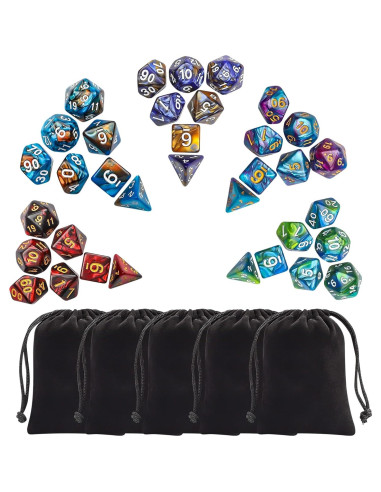 Juego de Dados Poliedricos CiaraQ 35 Piezas D4 D6 D8 D10 D12 D20