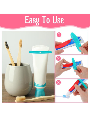 Set de 8 Exprimidores de Pasta de Dientes Coloridos - Polietileno