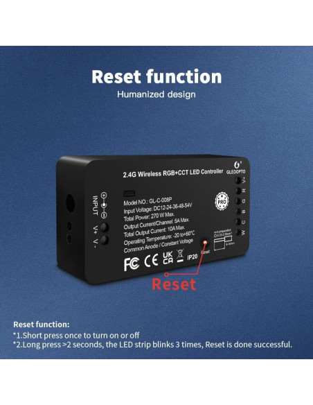Controlador Zigbee Pro GLEDOPTO RGBCCT 5 en 1 DC12-24V Controlador Zigbee Pro GLEDOPTO RGBCCT 5 en 1 DC12-24V