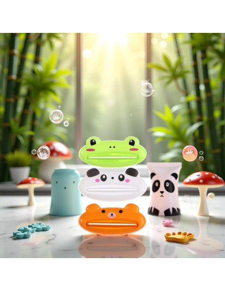 Juego de 3 exprimidores de pasta de dientes animalitos PurYupearl Juego de 3 exprimidores de pasta de dientes animalitos PurYupearl