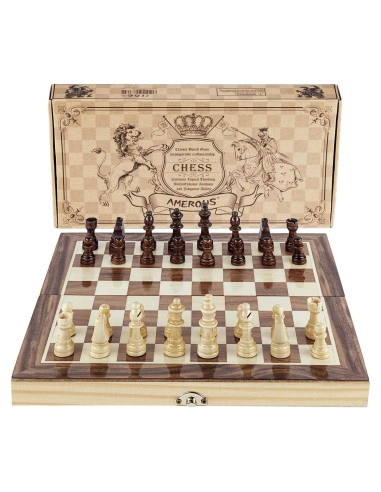 Juego de Ajedrez Magnético Amerous 30.48cm Plegable de Madera