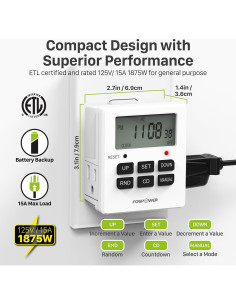 Temporizador Digital FosPower 7 Días Doble 0.15 kg 2