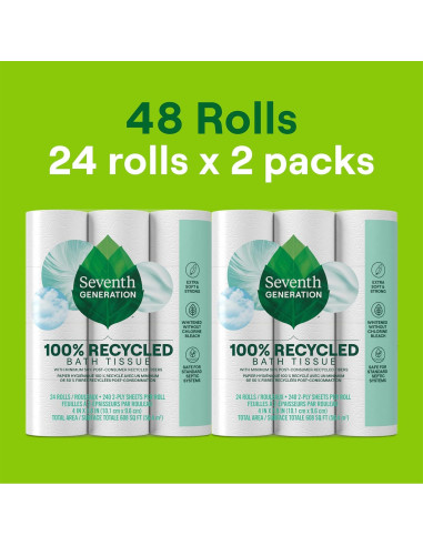 Papel Higiénico Sétima Generación 2 Capas 100% Reciclado 48 Rollos