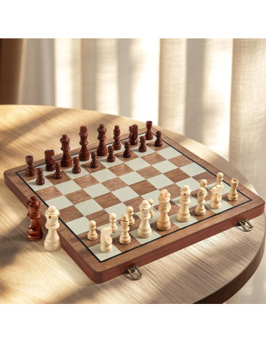 Juego de Ajedrez de Madera MerryPony 38.1 cm Plegable 2 en 1