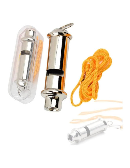 Silbato de Metal JLEivvi 2 Pcs con Cordón para Emergencias Silbato de Metal JLEivvi 2 Pcs con Cordón para Emergencias