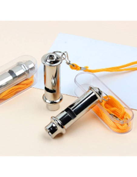 Silbato de Metal JLEivvi 2 Pcs con Cordón para Emergencias Silbato de Metal JLEivvi 2 Pcs con Cordón para Emergencias