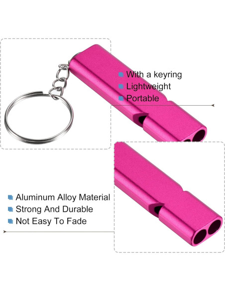 Silbato de Supervivencia PATIKIL Doble Tubo Aluminio Rosa Silbato de Supervivencia PATIKIL Doble Tubo Aluminio Rosa