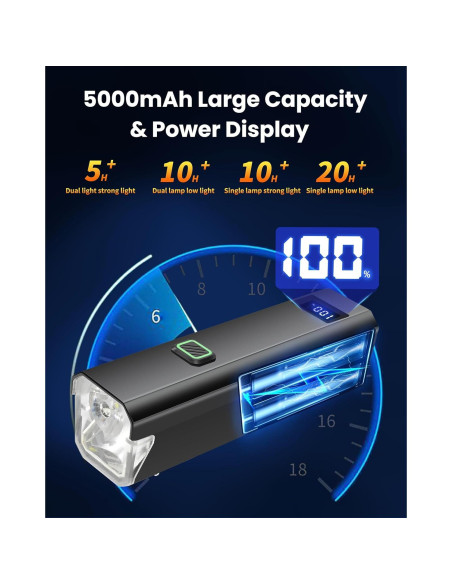 Faro de Bicicleta DARKBEAM 6000LM Recargable USB-C IPX5 Faro de Bicicleta DARKBEAM 6000LM Recargable USB-C IPX5