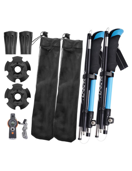 Bastones de Trekking Plegables Asjdzy con Brújula - 104 cm Bastones de Trekking Plegables Asjdzy con Brújula - 104 cm