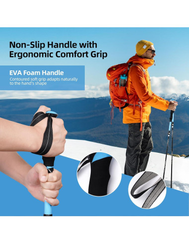 Bastones de Trekking Plegables Asjdzy con Brújula - 104 cm