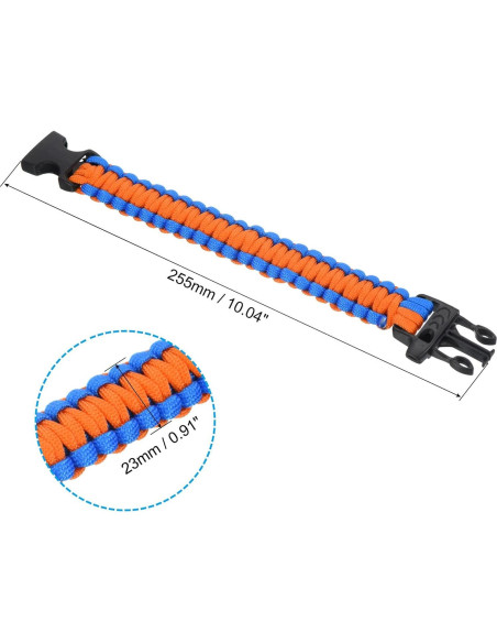 Pulseras de Paracord de Supervivencia PATIKIL - 2 Piezas, Azul/Naranja Pulseras de Paracord de Supervivencia PATIKIL - 2 Piezas, Azul/Naranja
