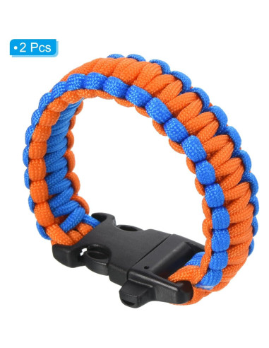 Pulseras de Paracord de Supervivencia PATIKIL - 2 Piezas, Azul/Naranja