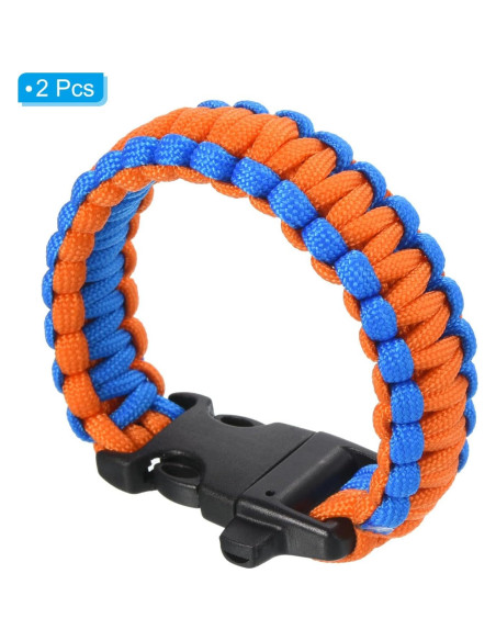 Pulseras de Paracord de Supervivencia PATIKIL - 2 Piezas, Azul/Naranja Pulseras de Paracord de Supervivencia PATIKIL - 2 Piezas, Azul/Naranja