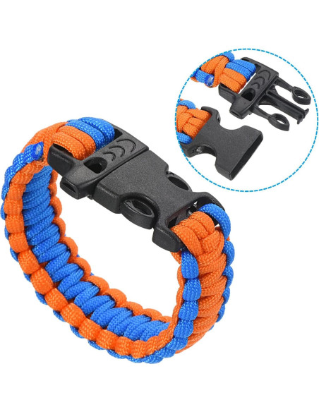 Pulseras de Paracord de Supervivencia PATIKIL - 2 Piezas, Azul/Naranja Pulseras de Paracord de Supervivencia PATIKIL - 2 Piezas, Azul/Naranja