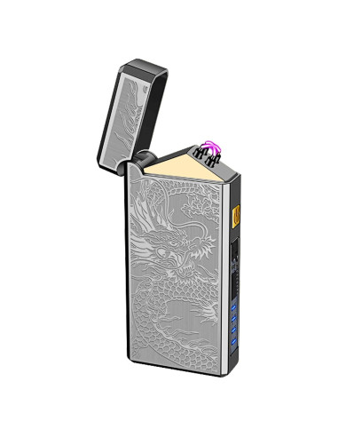 Encendedor Eléctrico USB Comanyi Dragón Negro Doble Arco