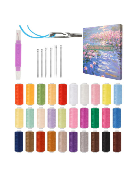 Kit de Hilos de Coser Connimonet 30 Colores 250m con Agujas Kit de Hilos de Coser Connimonet 30 Colores 250m con Agujas