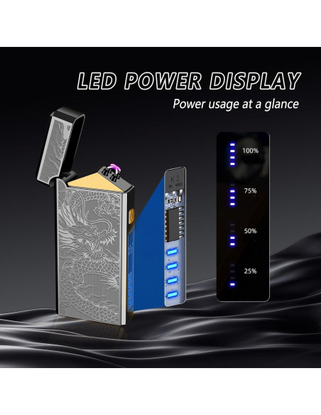 Encendedor Eléctrico USB Comanyi Dragón Negro Doble Arco Encendedor Eléctrico USB Comanyi Dragón Negro Doble Arco