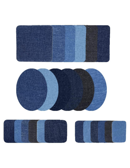 Parche Termoadhesivo Qusmeiyici 24 Pcs Algodón Azul y Negro Parche Termoadhesivo Qusmeiyici 24 Pcs Algodón Azul y Negro