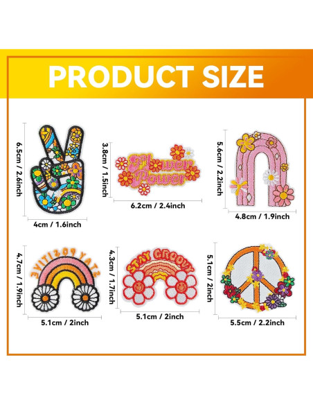 Parches Hippie Vintage para Planchar GUYI - 48 Piezas Coloridas Parches Hippie Vintage para Planchar GUYI - 48 Piezas Coloridas