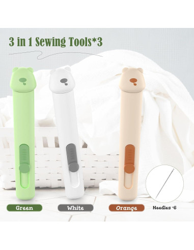Kit de Costura 3-en-1 FUTUREERA con Enhebrador y Desgarrador