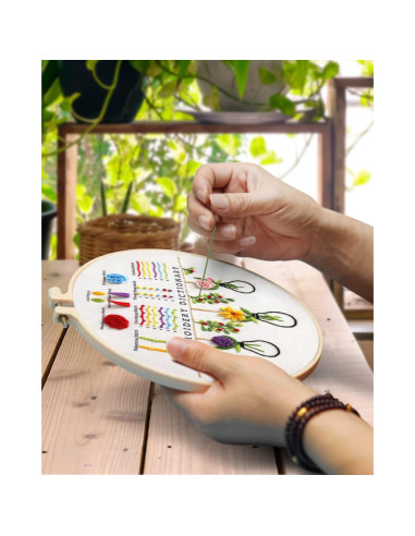 Kit de Bordado TINDTOP para Principiantes - Incluye Tela, Hilos y Agujas