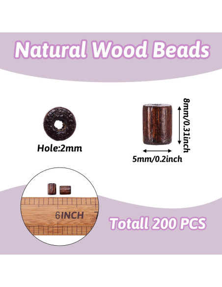 Perlas de Madera Natural Cheriswelry 200pcs 8x5mm Coco Perlas de Madera Natural Cheriswelry 200pcs 8x5mm Coco