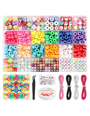 Kit de Fabricación de Pulseras BHYTAKI - 12 Colores y Perlas de Arcilla