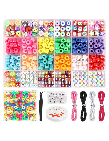 Kit de Fabricación de Pulseras BHYTAKI - 12 Colores y Perlas de Arcilla Kit de Fabricación de Pulseras BHYTAKI - 12 Colores y Perlas de Arcilla