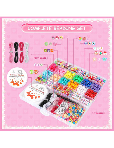 Kit de Fabricación de Pulseras BHYTAKI - 12 Colores y Perlas de Arcilla
