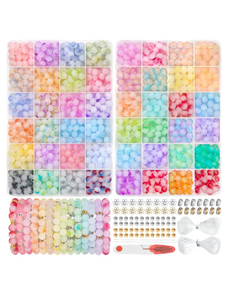 Kit de Pulseras de Vidrio Acerich 1425 Pcs 8mm Multicolor Kit de Pulseras de Vidrio Acerich 1425 Pcs 8mm Multicolor