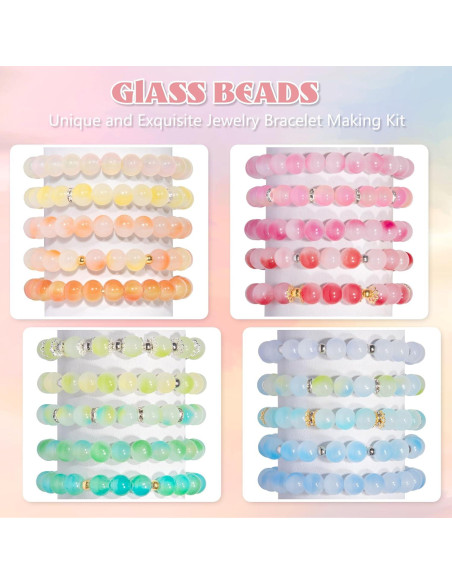 Kit de Pulseras de Vidrio Acerich 1425 Pcs 8mm Multicolor Kit de Pulseras de Vidrio Acerich 1425 Pcs 8mm Multicolor