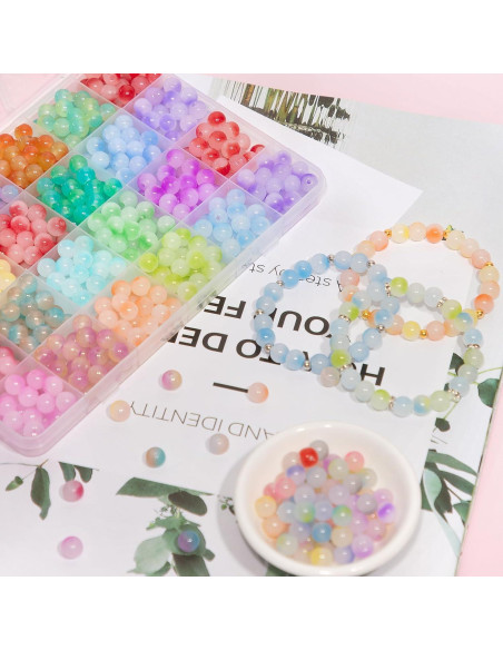 Kit de Pulseras de Vidrio Acerich 1425 Pcs 8mm Multicolor Kit de Pulseras de Vidrio Acerich 1425 Pcs 8mm Multicolor
