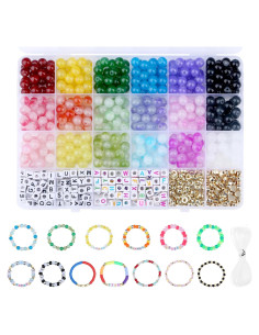 Kit de Cuentas de Vidrio Sahoottie 530 Pcs 6mm para Pulseras