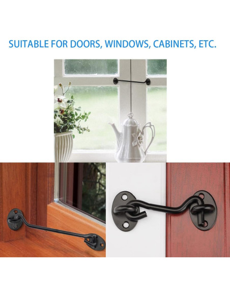 Cerradura de Puerta de Granero MIKMAYTOO 10.16 cm Negra 2 Pcs Cerradura de Puerta de Granero MIKMAYTOO 10.16 cm Negra 2 Pcs