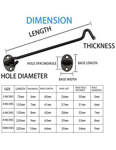 Cerradura de Puerta de Granero MIKMAYTOO 10.16 cm Negra 2 Pcs