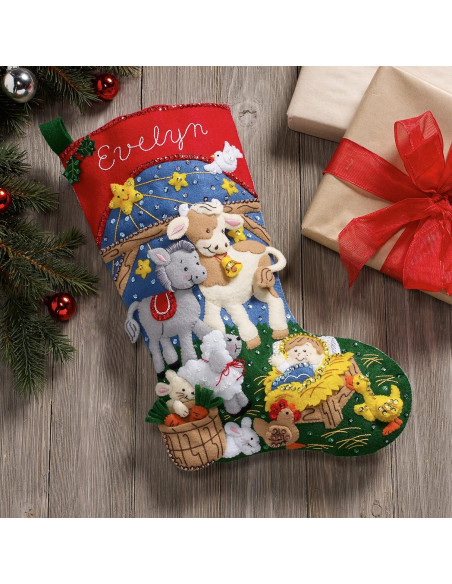 Kit de Calcetín de Fieltro Bucilla Navidad Natividad 45.72 cm Kit de Calcetín de Fieltro Bucilla Navidad Natividad 45.72 cm