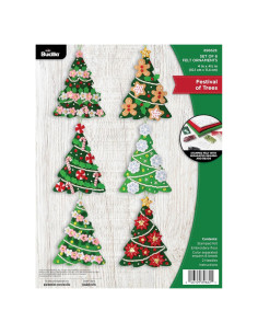 Kit de Adornos de Fieltro Bucilla Festival de Árboles 6 Piezas