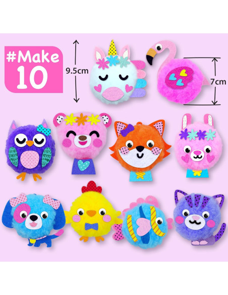 Kit de Manualidades Pom Pom EZCRA para Niños 4-6 Años - 10 Animales Kit de Manualidades Pom Pom EZCRA para Niños 4-6 Años - 10 Animales