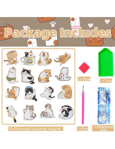 Set de Pintura de Diamante Magnético Gato 16 Piezas Bulerrylulu 2