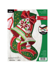 Kit de Calcetín de Fieltro Bucilla 18" Campanas de Nochebuena