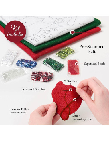 Kit de Calcetín de Fieltro Bucilla 18" Campanas de Nochebuena