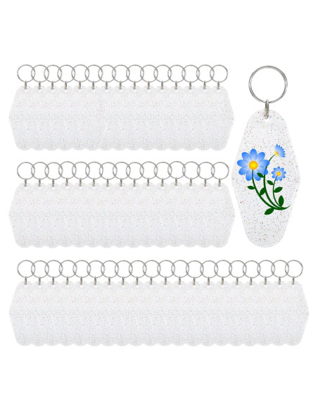 Yoption 50 Llaveros de Motel Transparentes con Brillo 8.9x4.5cm Yoption 50 Llaveros de Motel Transparentes con Brillo 8.9x4.5cm